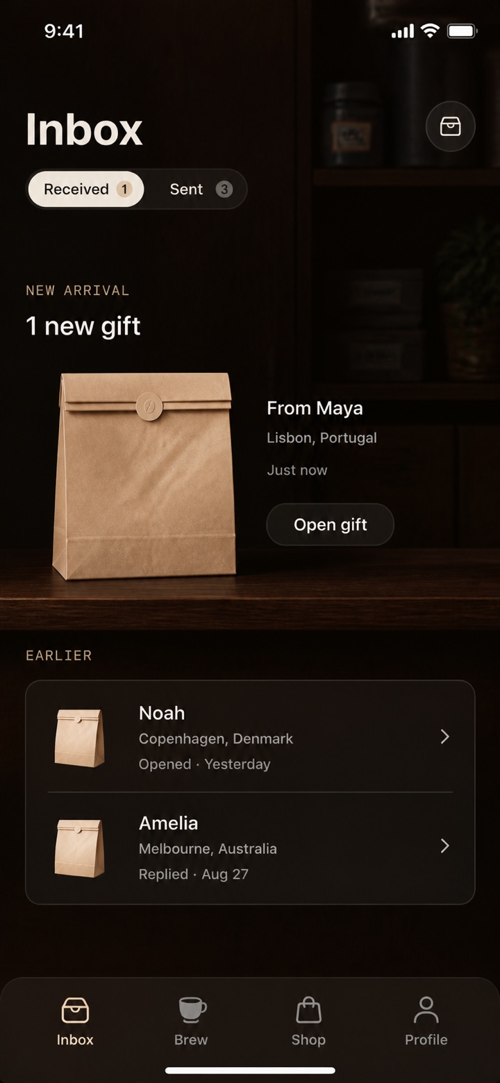 Opening a newly arrived CoffeePing gift